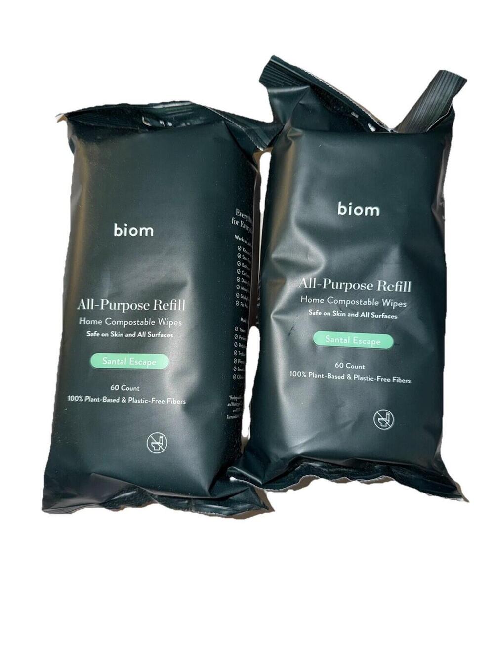Biom All-Purpose Refill Home Compostable Wipes Santal Escape 60 Count 2 Pack